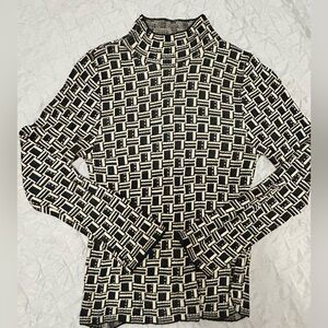 Geometric mock neck sweater